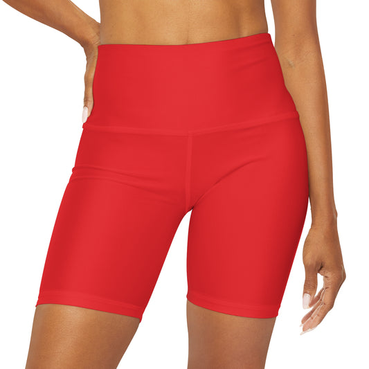 Red High Waisted Yoga Shorts
