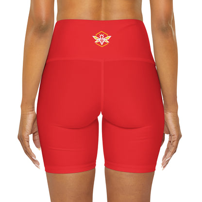 Red High Waisted Yoga Shorts