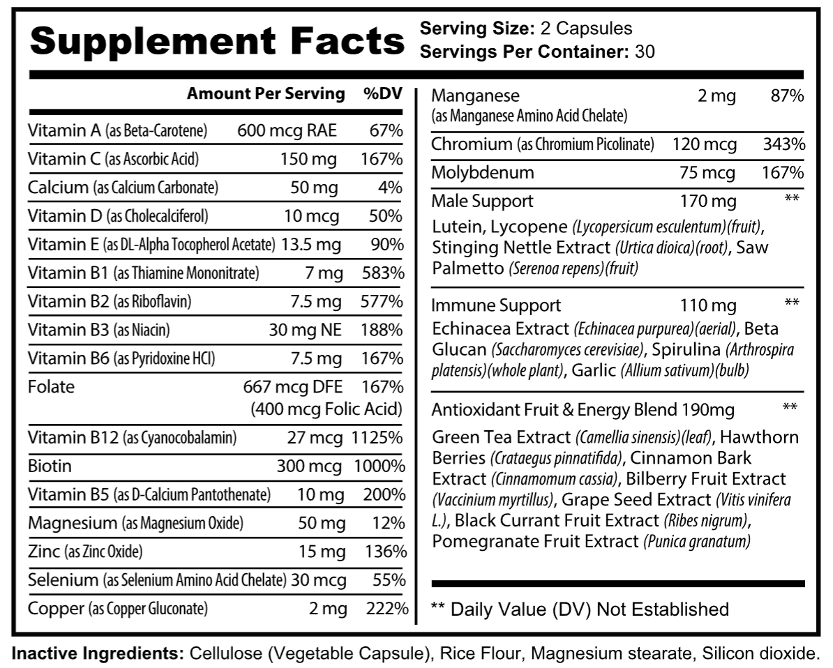 Hive Fuel Multivitamin for Men Supplement (60 Capsules)